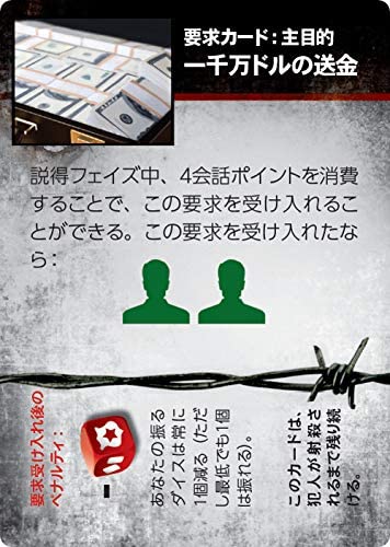 「ザ・ネゴシエーター～人質交渉人～ 完全日本語版」の要求カード