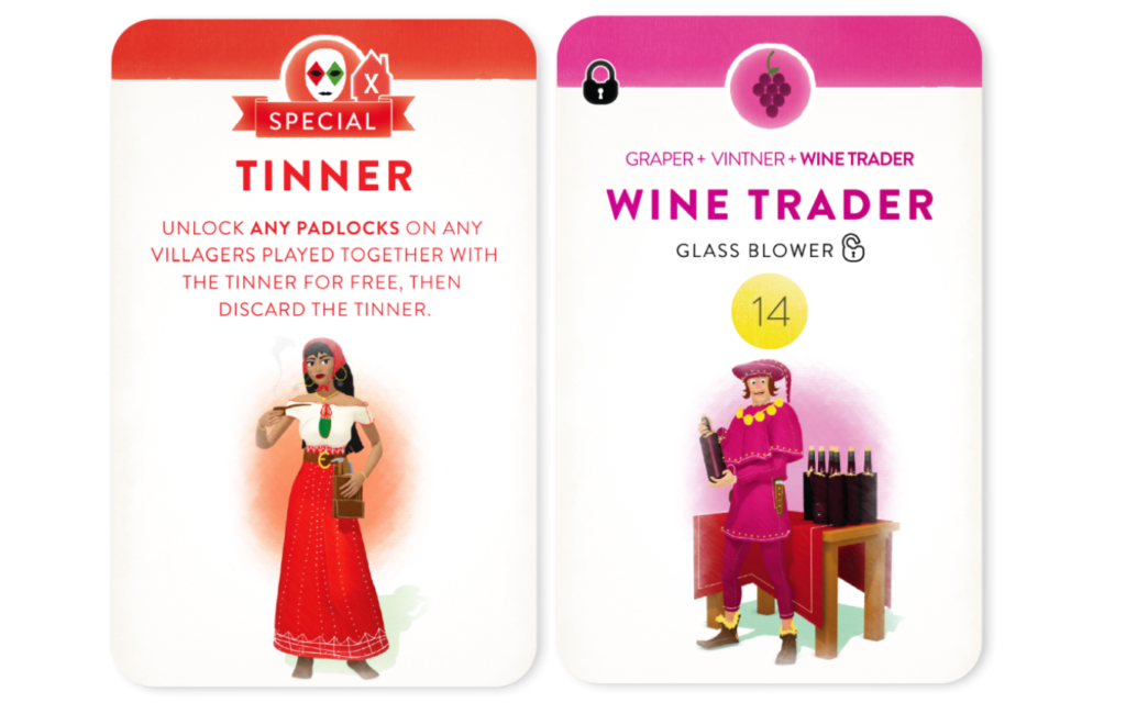 「ヴィレジャーズ」のカード(TinnerとWine Trader)